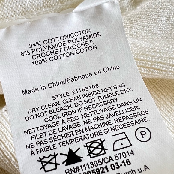 TORY BURCH White Fitted Sweater Cardigan with Crochet Detail - Picture 15 of 15